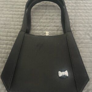 Black Women's Tote with Rhinestone Bow Accent